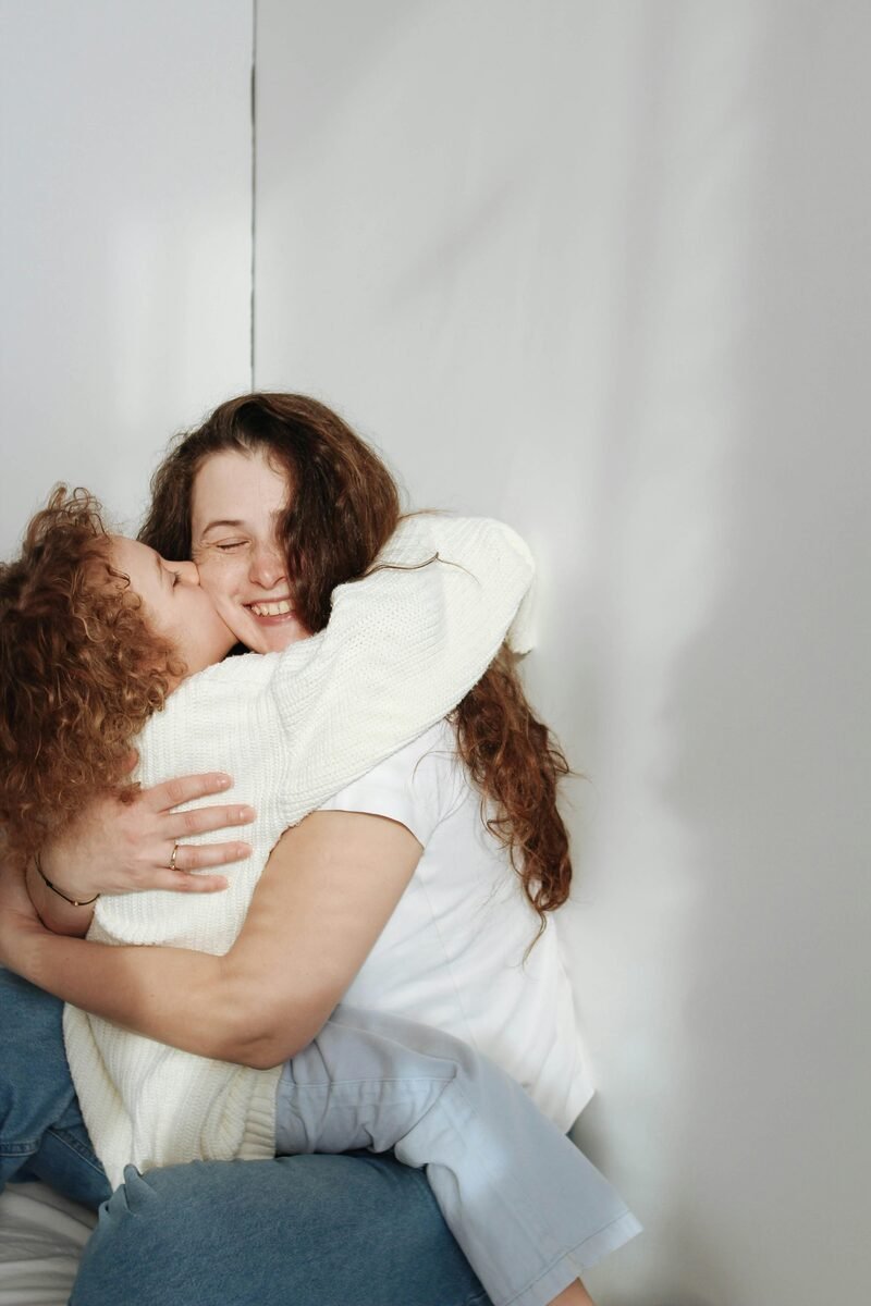 Child hugging parent spontaneously
